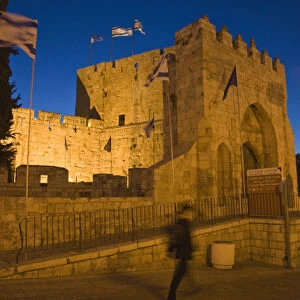 Night view of Gaffe Gate in the old town, Jerusalem, Israel