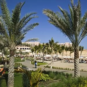 Oman, Muscat, Al-Jissah. Shangri-La Barr Al-Jissah Resort / Beach View