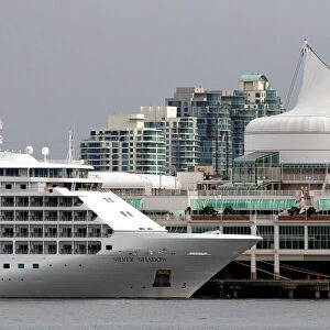 Silversea Silver Shadow cruise ship docked at Port Vancouver in British Columbia, Canada