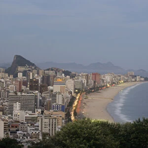 View of Ipanema Beach and Southern Zone of Rio de Janiero, Brazil from atop of Rua Apanena