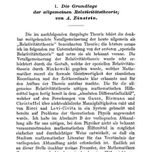 ALBERT EINSTEIN: PAGE. The beginning of Albert Einsteins great paper on the general
