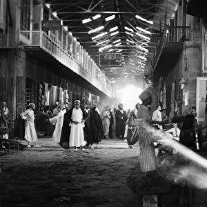 BAGHDAD: MARKET, 1932. Interior of the Shorjah market in Baghdad, Iraq. Photograph