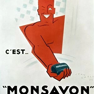 FRENCH SOAP ADVERTISEMENT. French advertising poster by Jean Carlu, 1925, for Monsavon soap