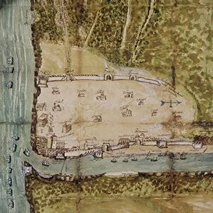 MAP: SANTO DOMINGO, 1619. Map of the colonial city of Santo Domingo, Dominican Republic