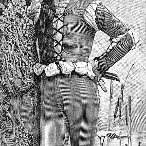 MAURICE BARRYMORE (1847-1905). American actor. In the role of Orlando in As You Like It, 1891. Contemporary American newspaper engraving