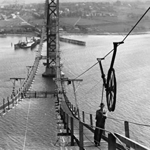 MOUNT HOPE BRIDGE, 1928. Construting the Mount Hope Bridge, connecting the towns of Portsmouth