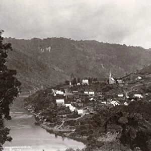 NEW ZEALAND, c1910. The village of Hiruharama (Jerusalem), New Zealand, on the Wanganui River
