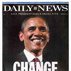 Front page of the New York Daily News, 5 November 2008, reporting the election of Barack Obama as President of the United States