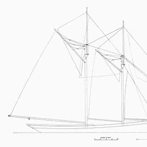 Sail plan of the fishing schooner Fredonia, built at Boston, Massachussetts, 1889