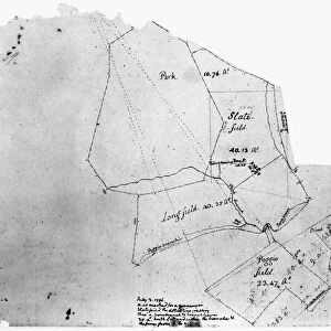 Survey drawn by Thomas Jefferson, 3 July 1796, of the fields at Monticello, his residence near Charlottesville, Virginia