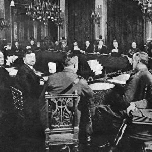 TREATY OF BREST-LITOVSK. Allied statesmen in a council meeting, during the negotiations