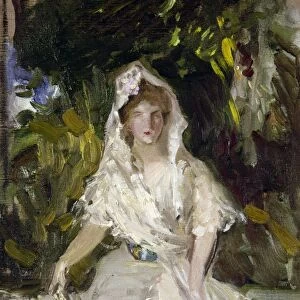 VICTORIA EUGENIE OF BATTENBERG (1887-1969). Queen Consort of King Alfonso XIII of Spain. Oil on canvas, 1907, by Joaquin Sorolla