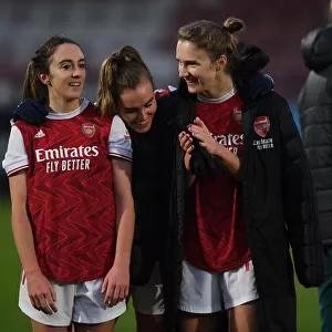 Arsenal Women Celebrate Victory Over Birmingham City Women in FA WSL Match