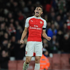 Gabriel's Triumph: Arsenal Defender Celebrates Victory Over Everton (2015/16)