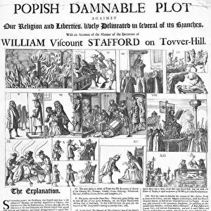 contemporary broadsheet with depiction of Sir Thomas Stafford and the Popish Plot
