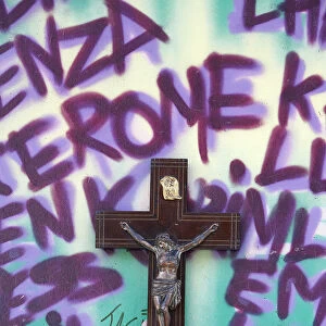 Cross and graffiti