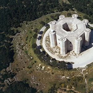 Italy, Apulia, Castel del Monte, aerial view