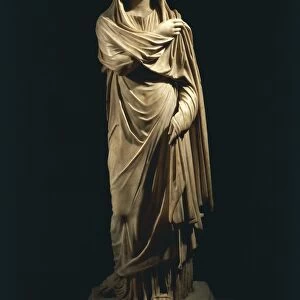 Marble statue portraying Roman matron, from colony of Cirta, Algeria