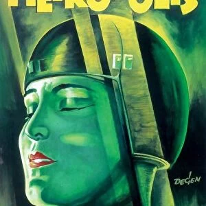 Poster from the film Metropolis 1927. German expressionist film in the