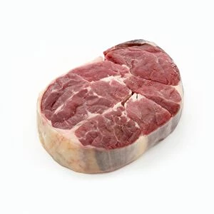 Raw shin of beef, close-up