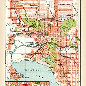 Antique map of Melbourne Australia 1896