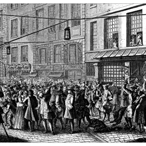 Antique illustration of busy street in Paris