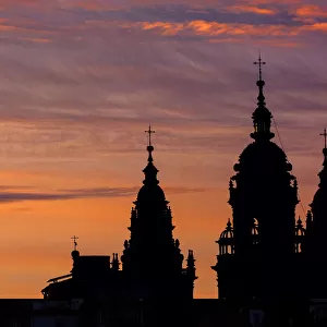 Cathedral of Santiago de Compostela at sunset, Galicia. Spain