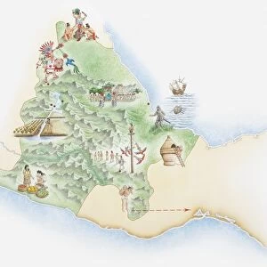 Illustrated map of the land of the Aztecs