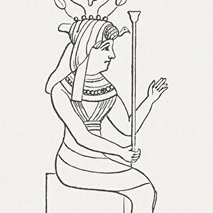 Isis, egyptian goddess, wood engraving, published in 1881