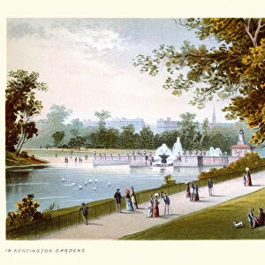 In Kensington Gardens, Victorian London, 19th Century Art print