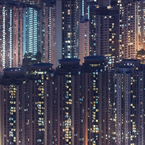 Night view of Hong Kong residential cluster
