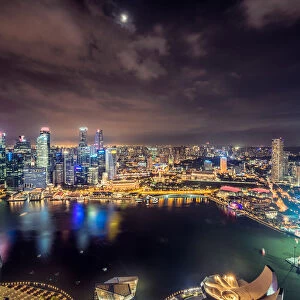 Night view of the Marina bay area of Singapore
