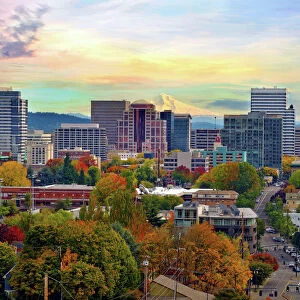 Portland Oregon Downtown Cityscape in the Fall