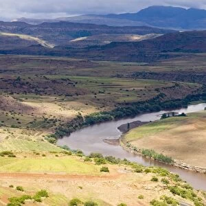 River Winding through a valley in Southern Lesotho. Lesotho, Southern Africa