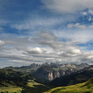 A view of the Val Gardena, from Passo Sella