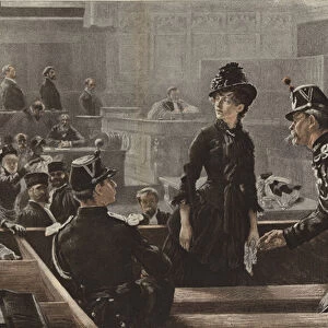 Acquitted, a scene in the Paris courts (colour litho)