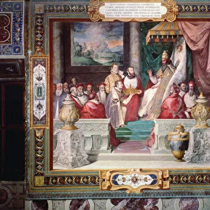 Alessandro Farnese and his brother Ottavio present a gift to Pope Julius III, 1500, from the Sala dei Fasti Farnese (Hall of the Splendours of the Farnese) 1557-66 (fresco)