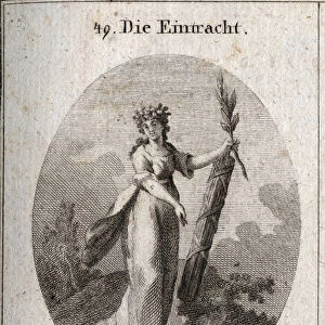Allegory of concord represented with a crown of grenades emblem of union