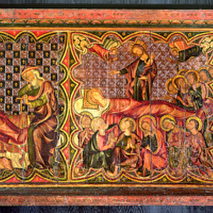 Altar front depicting the Life of the Virgin, c. 1300 (tempera on panel)