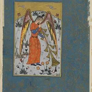 The Angel Israfil, c. 1580-90 (opaque watercolor, ink and gold on paper)