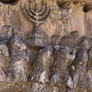 The Arch of Titus, detail of the Temple treasures being carried after the Sack of