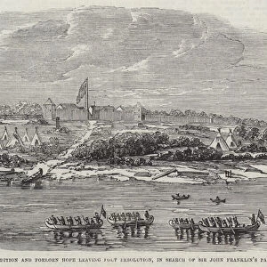 The Arctic Expedition and Forlorn Hope leaving Fort Resolution, in Search of Sir John Franklins Party (engraving)