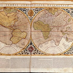 Atlas 1587: Orbis Terrae Compendiosa Descriptio de Rumold Mercator (1546 / 48-1599), third son of Gerhard Kremer, known as Gerardus Mercator