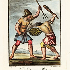 A battle between gladiators, ancient Rome. 1796 (engraving)