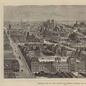 Bird s-Eye View of Paris, showing the Principal Buildings now destroyed (engraving)
