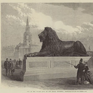 One of the Bronze Lions of the Nelson Monument, Trafalgar-Square (engraving)