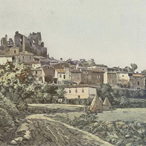 Chabrillan, Vue generale et ruines du Chateau (colour photo)
