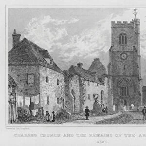 Charing Church and remains of the Archbishops Palace, Kent (engraving)