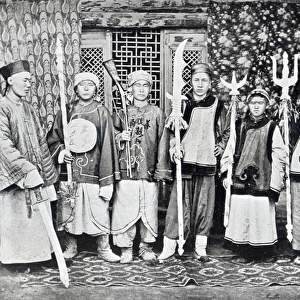 Chinese soldiers of Kuldja, c. 1890s (b / w photo)