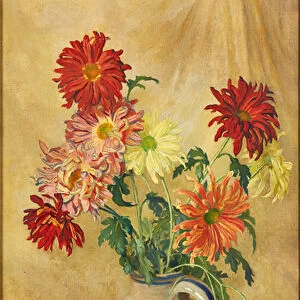 Chrysanthemums (oil on canvas)